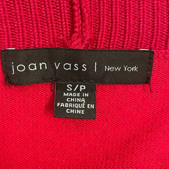 Joan Vass Fuchsia Red Cardigan Sweater Shawl Collar Pockets with Gold Zipper SzS - Picture 8 of 12